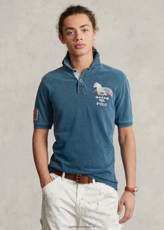 polo graphique en maille coupe classique 46T60T100 Hommes Ralph Lauren indigo foncé