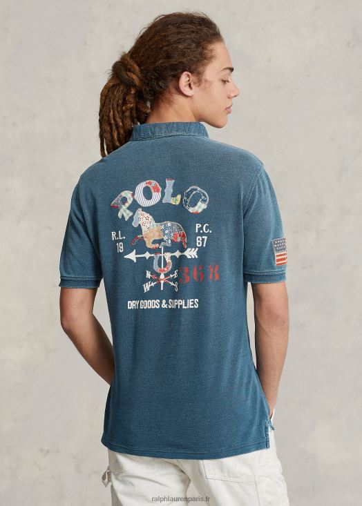 polo graphique en maille coupe classique 46T60T100 Hommes Ralph Lauren indigo foncé