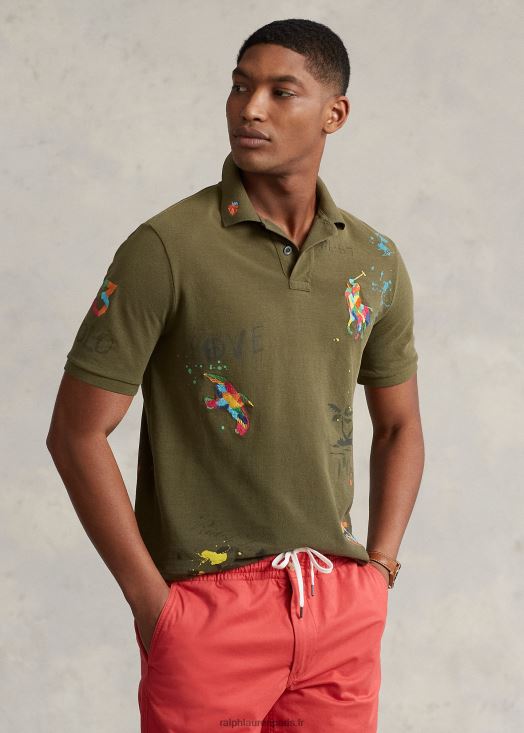 polo graphique en maille coupe classique 46T60T817 Hommes Ralph Lauren olivier à baldaquin