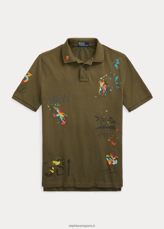 polo graphique en maille coupe classique 46T60T817 Hommes Ralph Lauren olivier à baldaquin