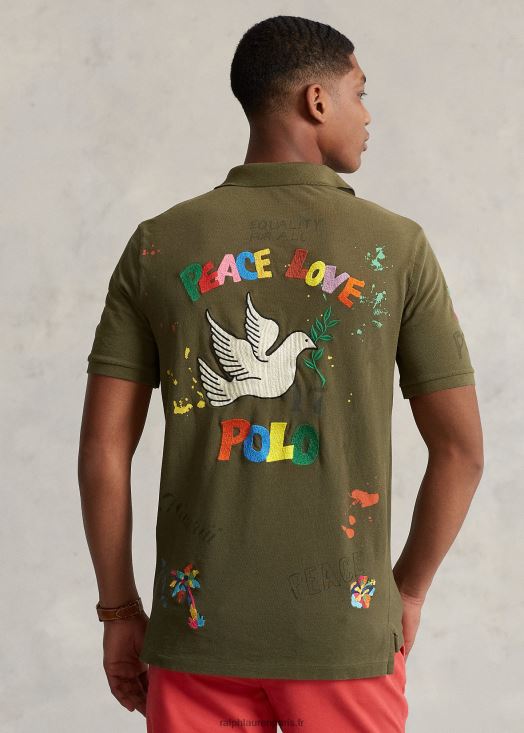 polo graphique en maille coupe classique 46T60T817 Hommes Ralph Lauren olivier à baldaquin