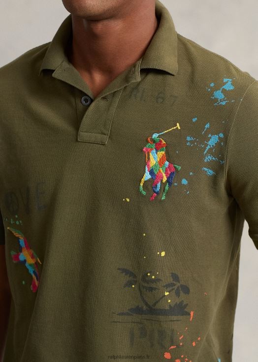 polo graphique en maille coupe classique 46T60T817 Hommes Ralph Lauren olivier à baldaquin