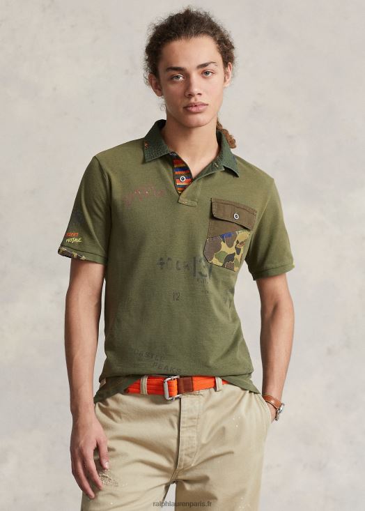 polo graphique en maille coupe classique 46T60T8501 Hommes Ralph Lauren sauge noire