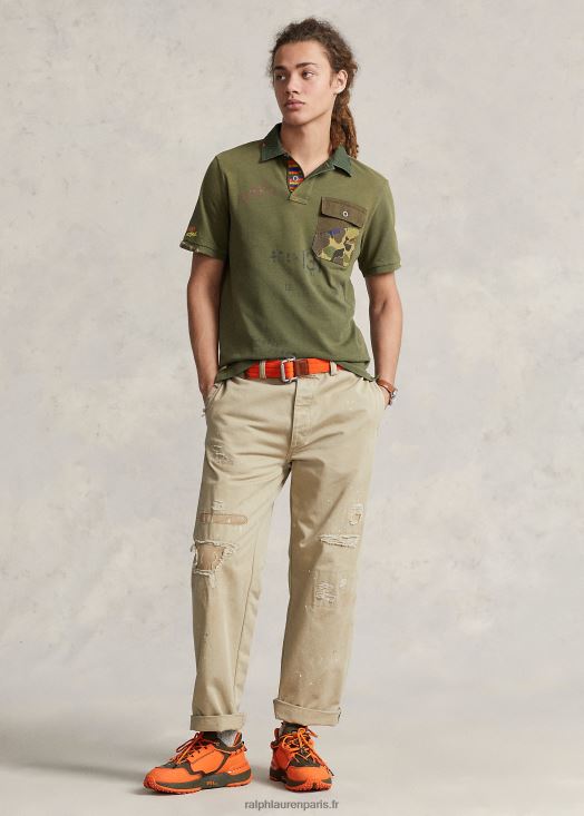 polo graphique en maille coupe classique 46T60T8501 Hommes Ralph Lauren sauge noire