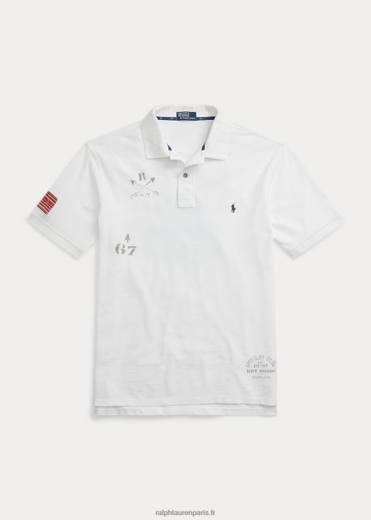 polo graphique en résille 46T60T1372 Hommes Ralph Lauren classique oxford blanc