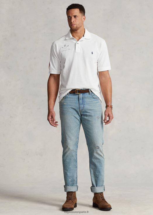 polo graphique en résille 46T60T1372 Hommes Ralph Lauren classique oxford blanc