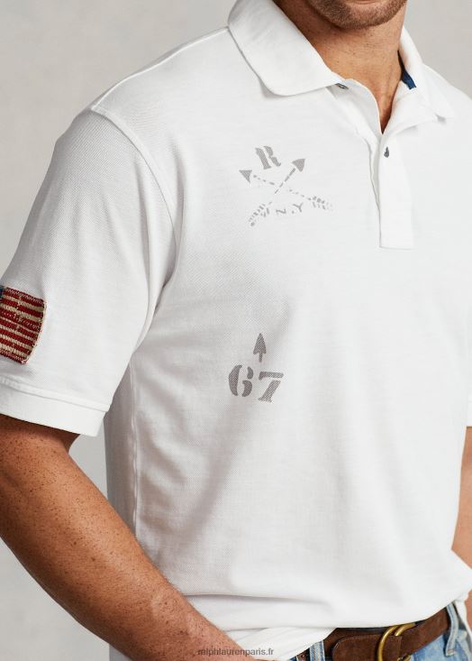 polo graphique en résille 46T60T1372 Hommes Ralph Lauren classique oxford blanc