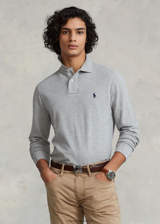 polo à manches longues en maille all fit 46T60T152 Hommes Ralph Lauren andover bruyère
