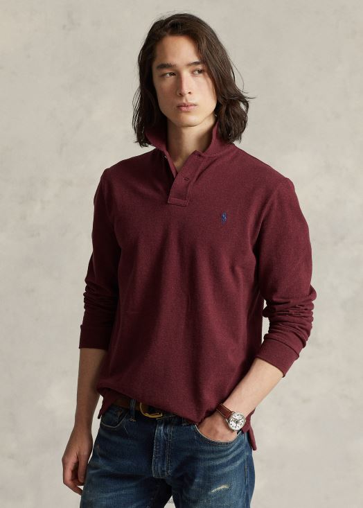polo à manches longues en maille all fit 46T60T8532 Hommes Ralph Lauren bruyère de printemps