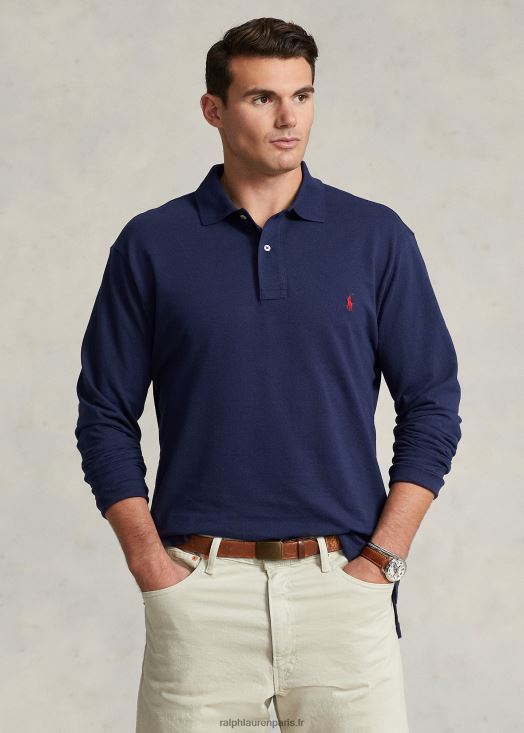 polo à manches longues en résille 46T60T1871 Hommes Ralph Lauren marine de newport