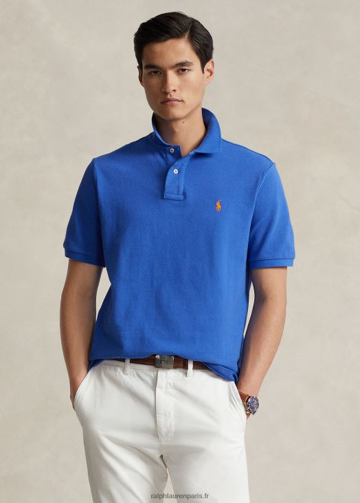 polo mode coupe slim en mesh 46T60T15 Hommes Ralph Lauren nouvel iris bleu/orange