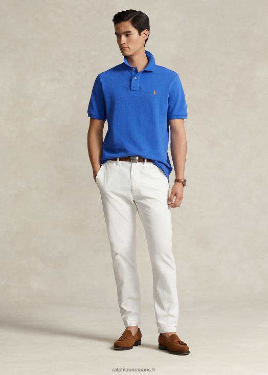 polo mode coupe slim en mesh 46T60T15 Hommes Ralph Lauren nouvel iris bleu/orange