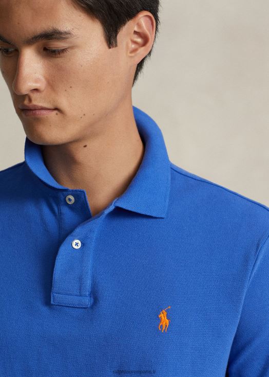 polo mode coupe slim en mesh 46T60T15 Hommes Ralph Lauren nouvel iris bleu/orange