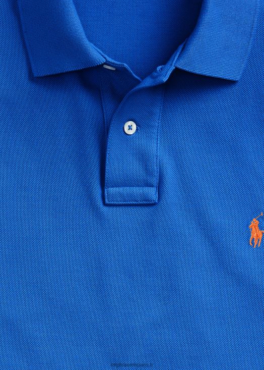 polo mode coupe slim en mesh 46T60T15 Hommes Ralph Lauren nouvel iris bleu/orange