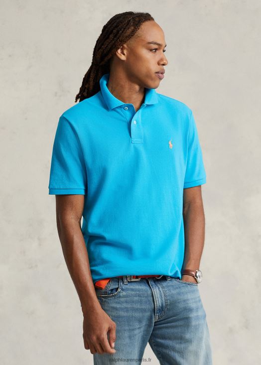 polo mode coupe slim en mesh 46T60T16 Hommes Ralph Lauren bleu crique/orange