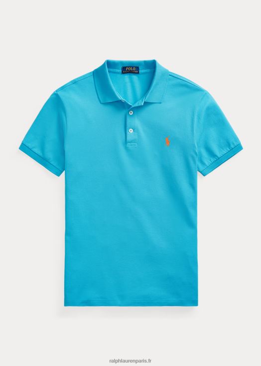 polo mode coupe slim en mesh 46T60T16 Hommes Ralph Lauren bleu crique/orange