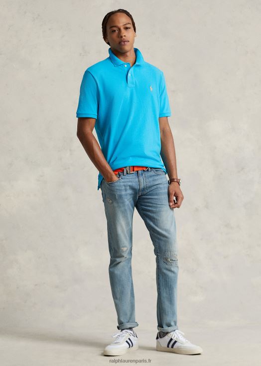polo mode coupe slim en mesh 46T60T16 Hommes Ralph Lauren bleu crique/orange