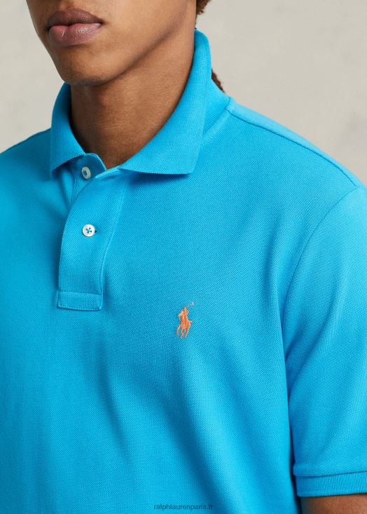 polo mode coupe slim en mesh 46T60T16 Hommes Ralph Lauren bleu crique/orange