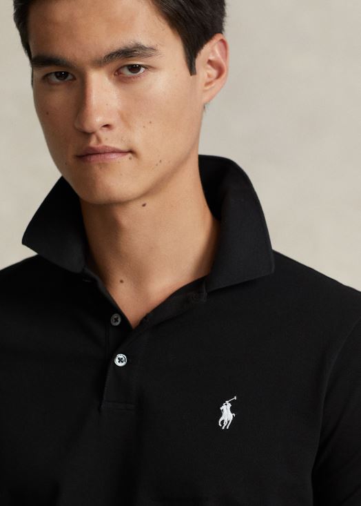 polo personnalisé en mesh stretch coupe slim 46T60T525 Hommes Ralph Lauren noir