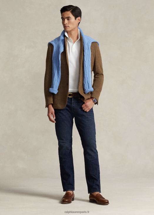 polo personnalisé en mesh stretch coupe slim 46T60T526 Hommes Ralph Lauren blanc