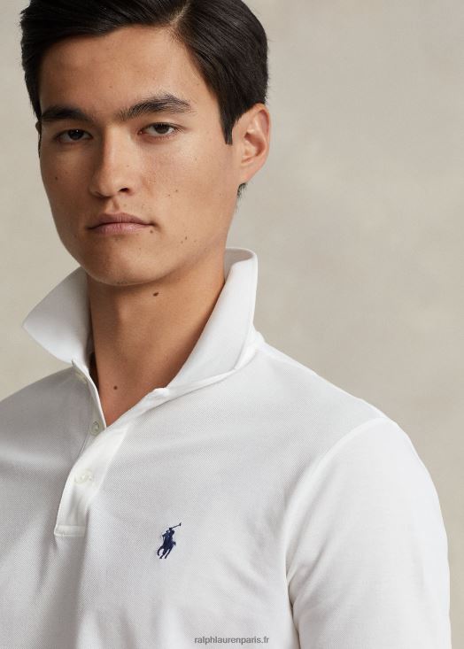 polo personnalisé en mesh stretch coupe slim 46T60T526 Hommes Ralph Lauren blanc