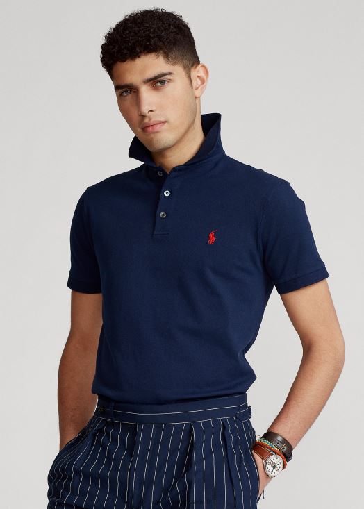 polo personnalisé en mesh stretch coupe slim 46T60T527 Hommes Ralph Lauren marine raffinée
