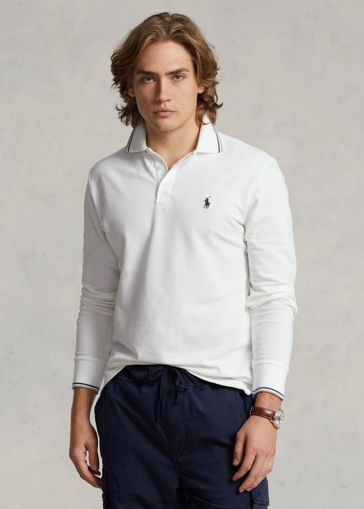 polo personnalisé en mesh stretch coupe slim 46T60T872 Hommes Ralph Lauren blanc