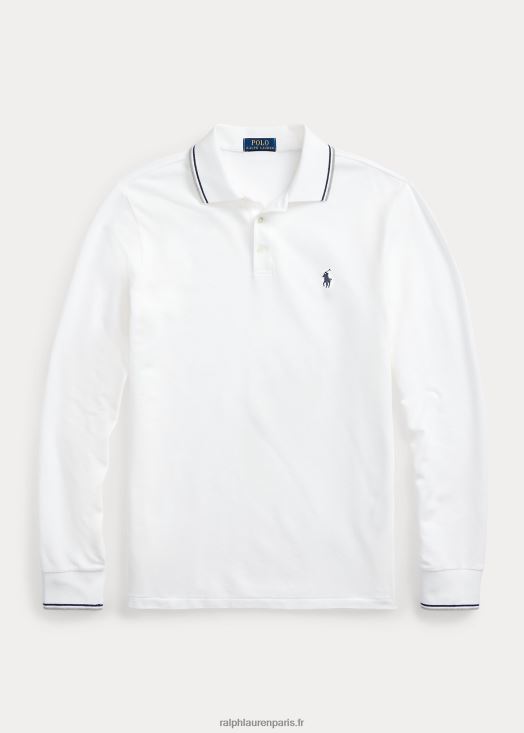 polo personnalisé en mesh stretch coupe slim 46T60T872 Hommes Ralph Lauren blanc
