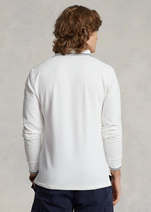polo personnalisé en mesh stretch coupe slim 46T60T872 Hommes Ralph Lauren blanc