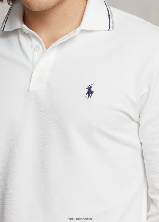 polo personnalisé en mesh stretch coupe slim 46T60T872 Hommes Ralph Lauren blanc