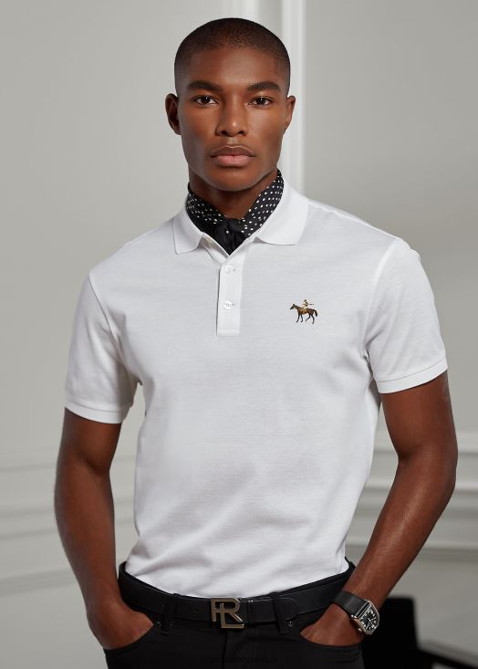 polo piqué coupe slim personnalisé 46T60T55 Hommes Ralph Lauren blanc classique