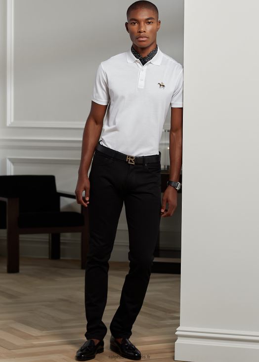 polo piqué coupe slim personnalisé 46T60T55 Hommes Ralph Lauren blanc classique