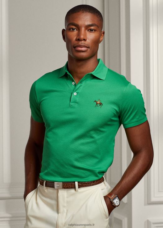 polo piqué coupe slim personnalisé 46T60T56 Hommes Ralph Lauren vert nautique
