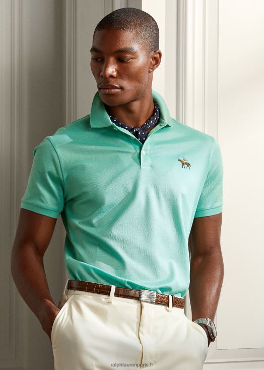 polo piqué coupe slim personnalisé 46T60T57 Hommes Ralph Lauren verre de mer vert