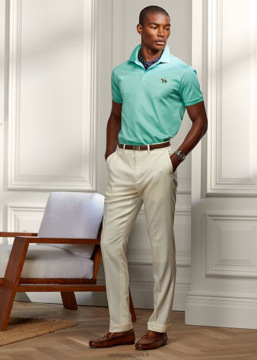 polo piqué coupe slim personnalisé 46T60T57 Hommes Ralph Lauren verre de mer vert