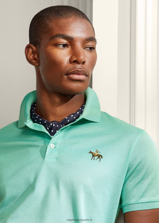 polo piqué coupe slim personnalisé 46T60T57 Hommes Ralph Lauren verre de mer vert