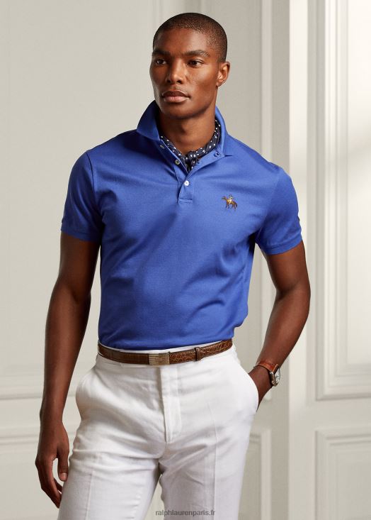 polo piqué coupe slim personnalisé 46T60T58 Hommes Ralph Lauren bleu copen classique