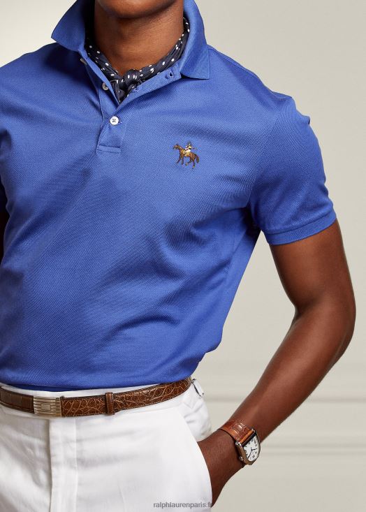 polo piqué coupe slim personnalisé 46T60T58 Hommes Ralph Lauren bleu copen classique