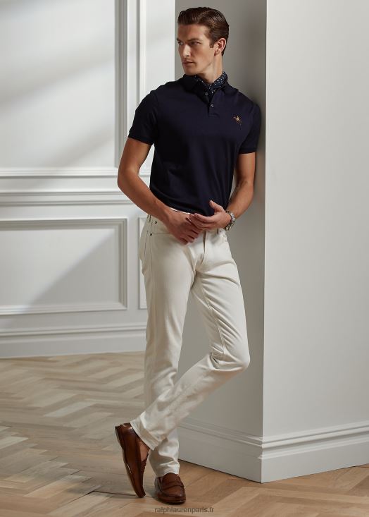 polo piqué coupe slim personnalisé 46T60T60 Hommes Ralph Lauren président classique marine
