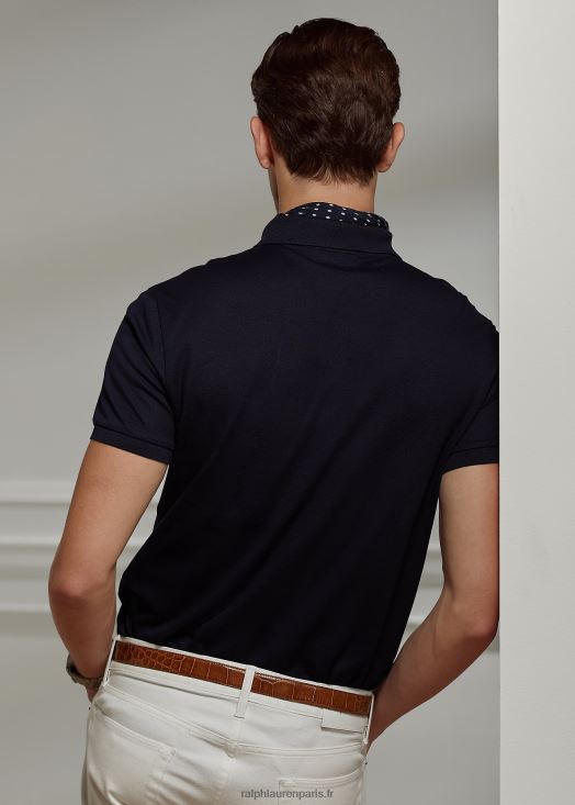 polo piqué coupe slim personnalisé 46T60T60 Hommes Ralph Lauren président classique marine