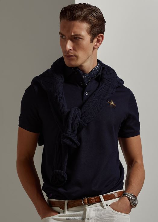 polo piqué coupe slim personnalisé 46T60T60 Hommes Ralph Lauren président classique marine