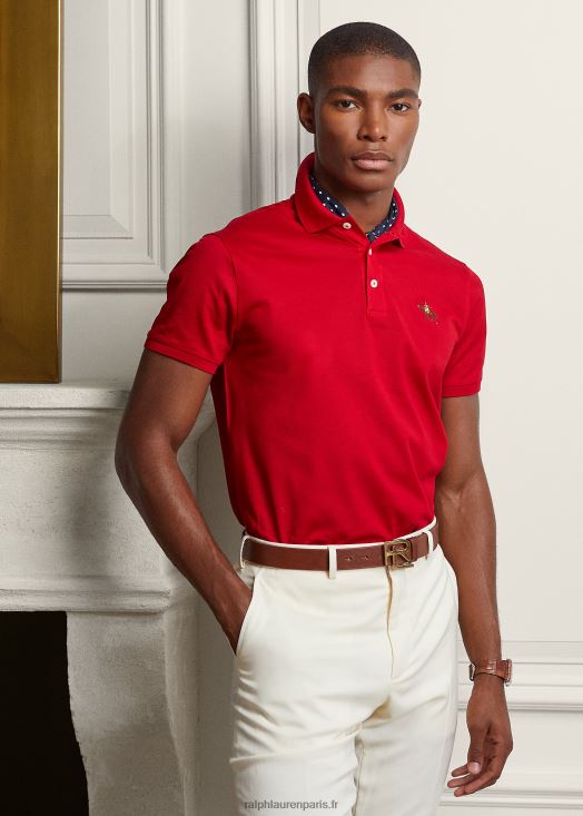polo piqué coupe slim personnalisé 46T60T63 Hommes Ralph Lauren rouge classique