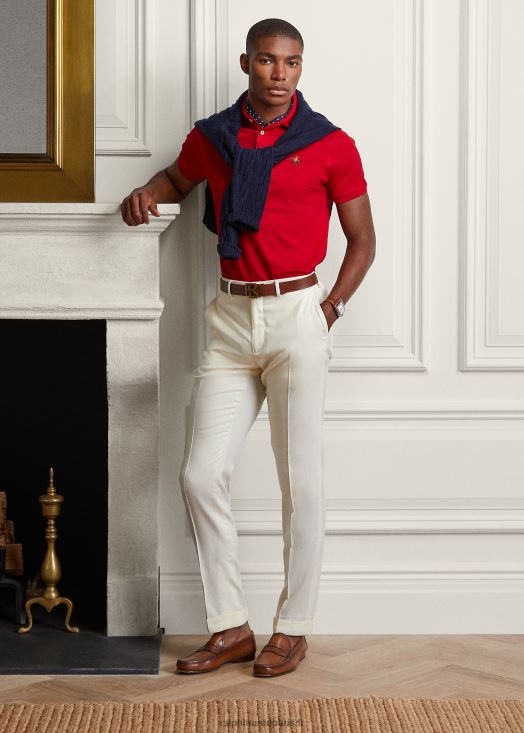 polo piqué coupe slim personnalisé 46T60T63 Hommes Ralph Lauren rouge classique