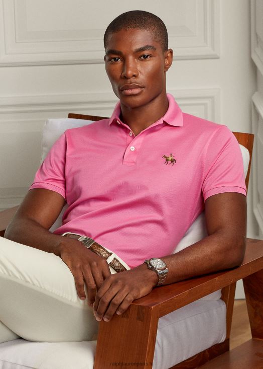 polo piqué coupe slim personnalisé 46T60T64 Hommes Ralph Lauren rose vif classique