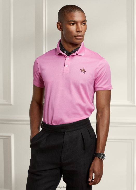 polo piqué coupe slim personnalisé 46T60T65 Hommes Ralph Lauren rose pâle classique