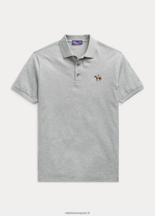 polo piqué coupe slim personnalisé 46T60T67 Hommes Ralph Lauren gris clair chiné