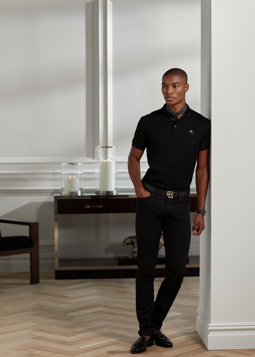 polo piqué coupe slim personnalisé 46T60T68 Hommes Ralph Lauren noir classique