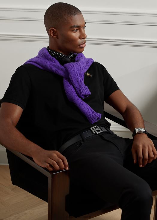 polo piqué coupe slim personnalisé 46T60T68 Hommes Ralph Lauren noir classique