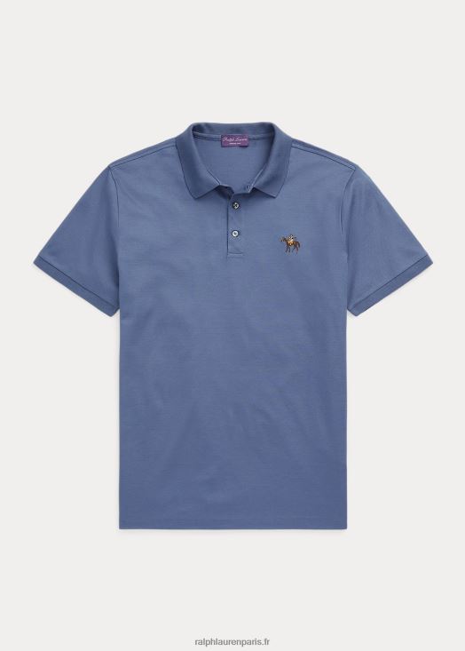 polo piqué coupe slim personnalisé 46T60T8403 Hommes Ralph Lauren bleu niagara