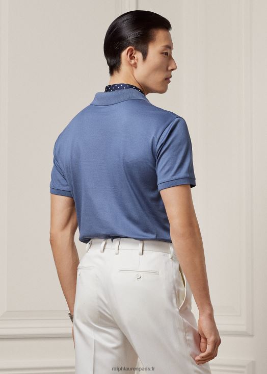 polo piqué coupe slim personnalisé 46T60T8403 Hommes Ralph Lauren bleu niagara